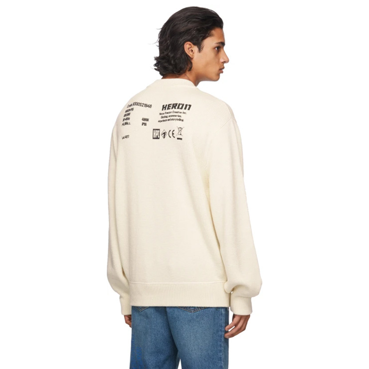 Beige Heron Stamp Sweater, $570 USD.