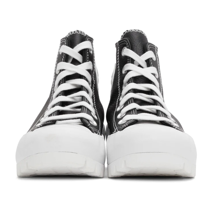 Black Leather Chuck Taylor All Star Lugged High Sneakers, $95 USD