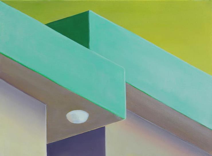 Ingo Baumgarten, untitled (green structures, Seoul), 24.2x33.4cm, Oil on canvas, 2021