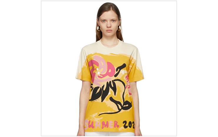 마르니 & 베이지 앤 옐로우 프린트 그래픽 티셔츠, $460 USD