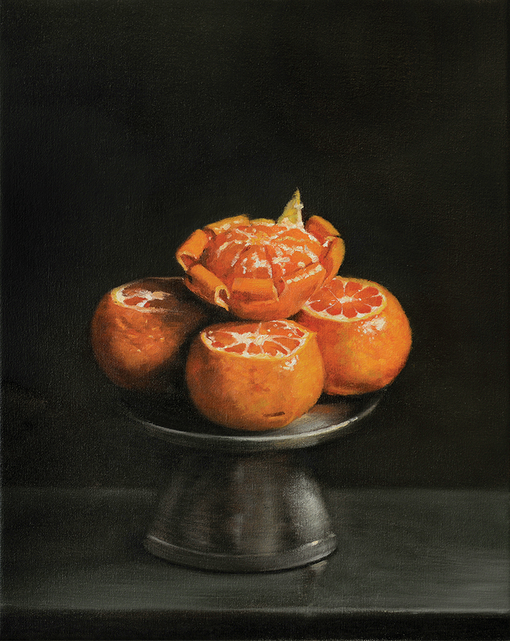 〈Tangerines〉, 2019, Oil on linen, 50x40cm. Copyright: Helena Parada Kim. Courtesy of the artist