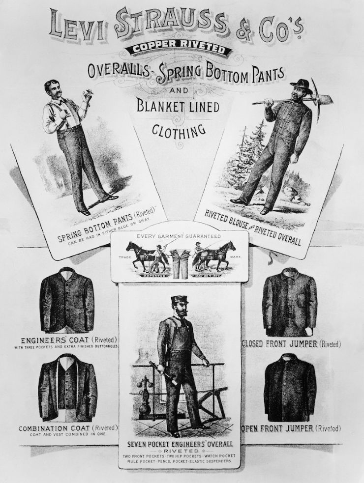 1880년대 리바이 스트라우스 & CO의 광고 브로셔.  