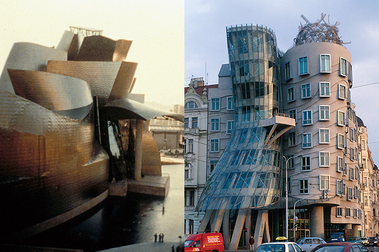 왼쪽부터 구겐하임 뮤지엄 빌바오(1997), 빌바오 / 댄싱 하우스(1996), 프라하