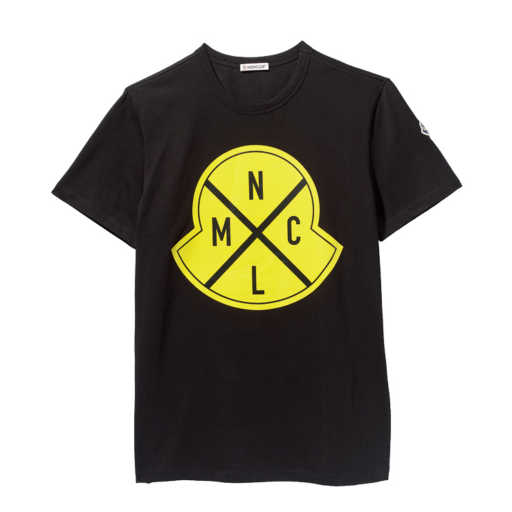 선명한 옐로 컬러의 그래픽 로고 티셔츠는 가격 미정, Moncler. 