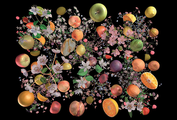 제니퍼 스타인캠프(Jennifer Steinkamp), 〈Still-Life 4〉, 2020, Video installation_Dimension Variable. 