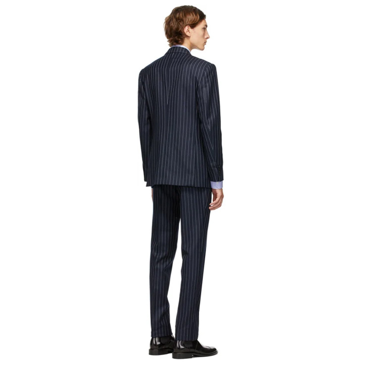 Navy Pinstripe Suit, $2080 USD.