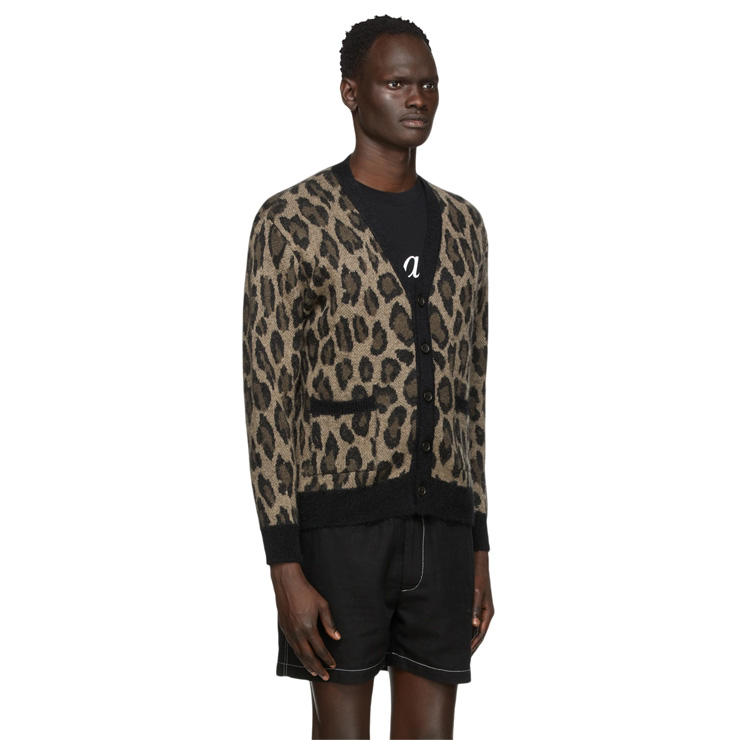 Brown & Black Mohair Leopard Cardigan, $460 USD