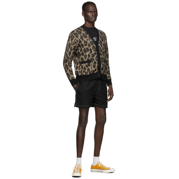 Brown & Black Mohair Leopard Cardigan, $460 USD