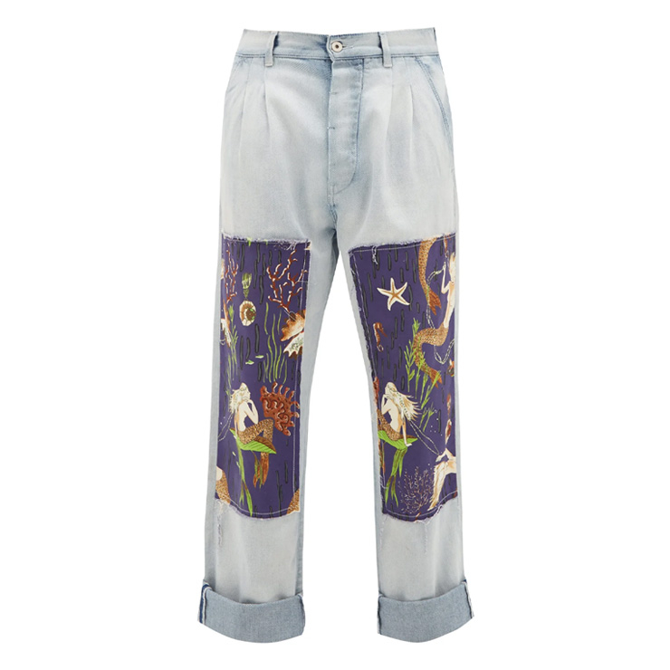 Mermaid-patch straight-leg jeans, $504 USD