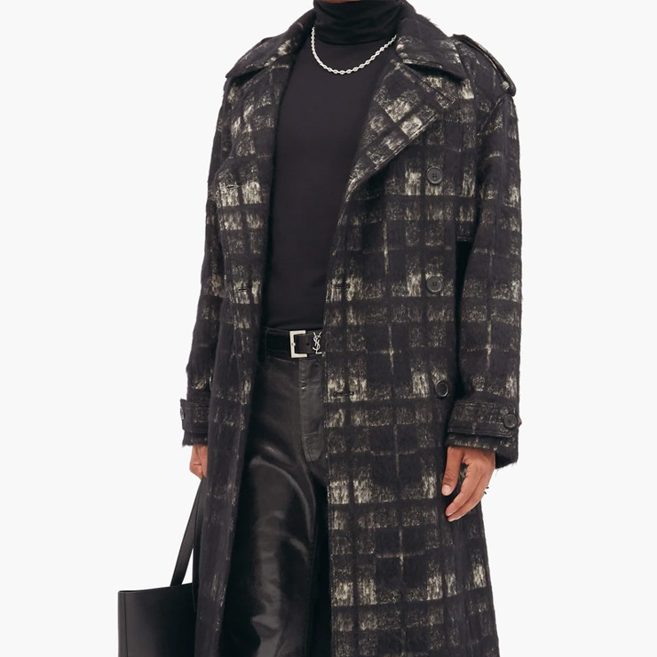 Brushed-check double-breasted overcoat, $3,647 USD