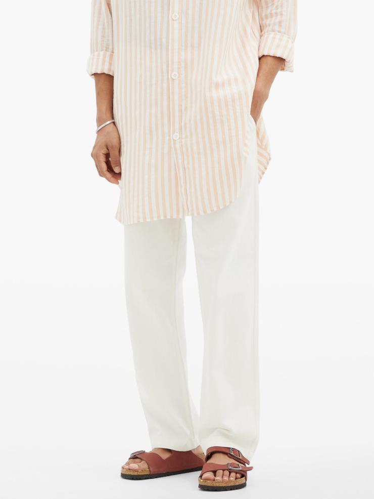 Straight-leg cotton-herringbone trousers, $243 USD