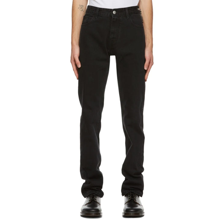 Black Denim Zipper Jeans, $750 USD