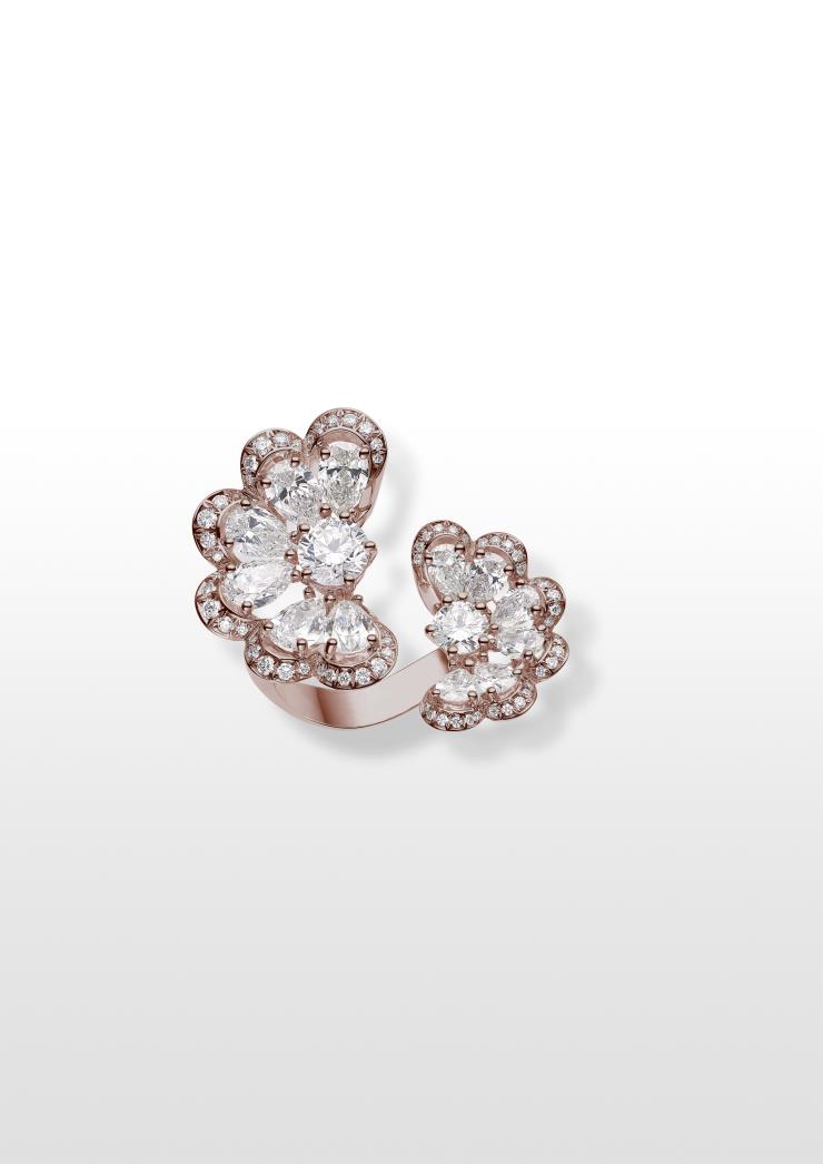 쇼파드 프레셔스 레이스 컬렉션 반지 - 다이아몬드와 금으로 섬세한 레이스를 표현한 반지.