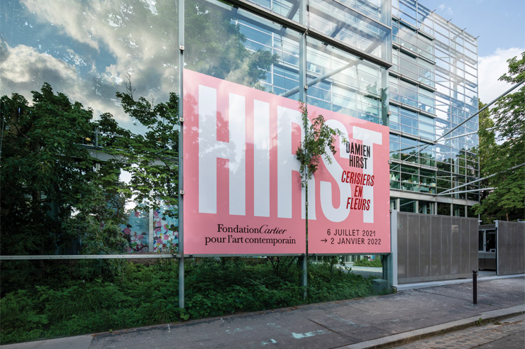 View of the exhibition, Damien Hirst, Cherry Blossoms, Fondation Cartier pour l’art contemporain, Paris. Photo: Thibaut Voisin