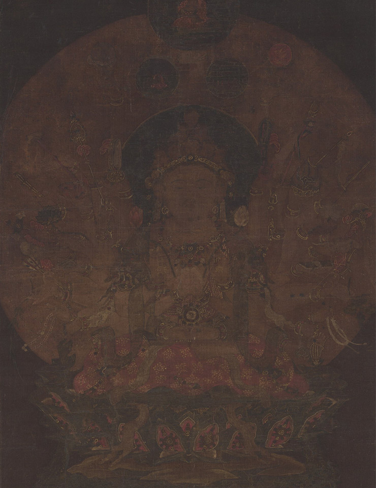 〈천수관음보살도〉, 고려 14세기, 비단에 색, 93.8x51.2cm.