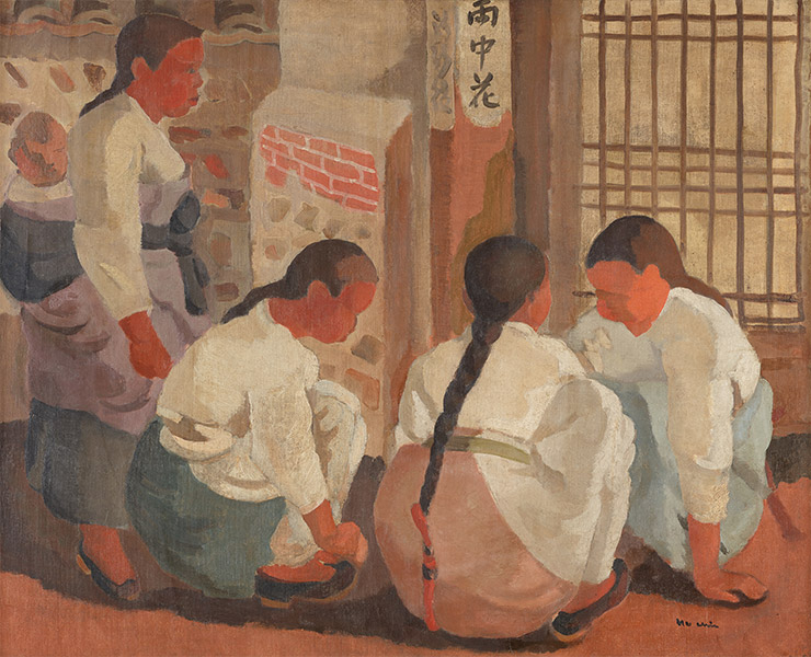 장욱진, 〈공기놀이〉, 1938, 캔버스에 유채, 65x80.5cm. 