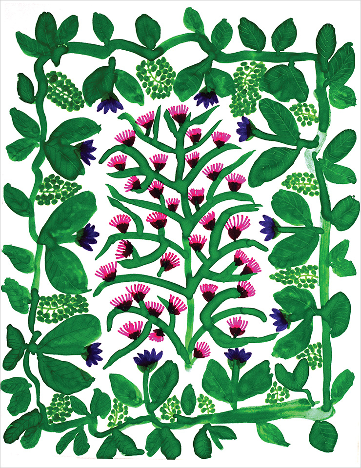 선명한 색채의 〈사각 초록 줄기〉, 1991.