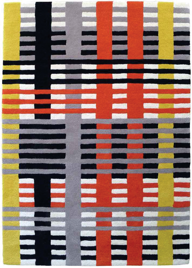 현대 직조를 아트의 영역으로 끌어올린 바우하우스의 여성 디자이너 애니 앨버스의 기하학 패턴에서 영감을 얻은 ‘스터디 러그 바이 애니 앨버스(Study Rug by Anni Albers)’는 1백30만원, Christopher Farr by Mitdembauhaus.