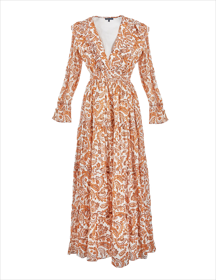 에스닉한 페이즐리 패턴이 돋보이는 드레스는 67만9천원, Maje.