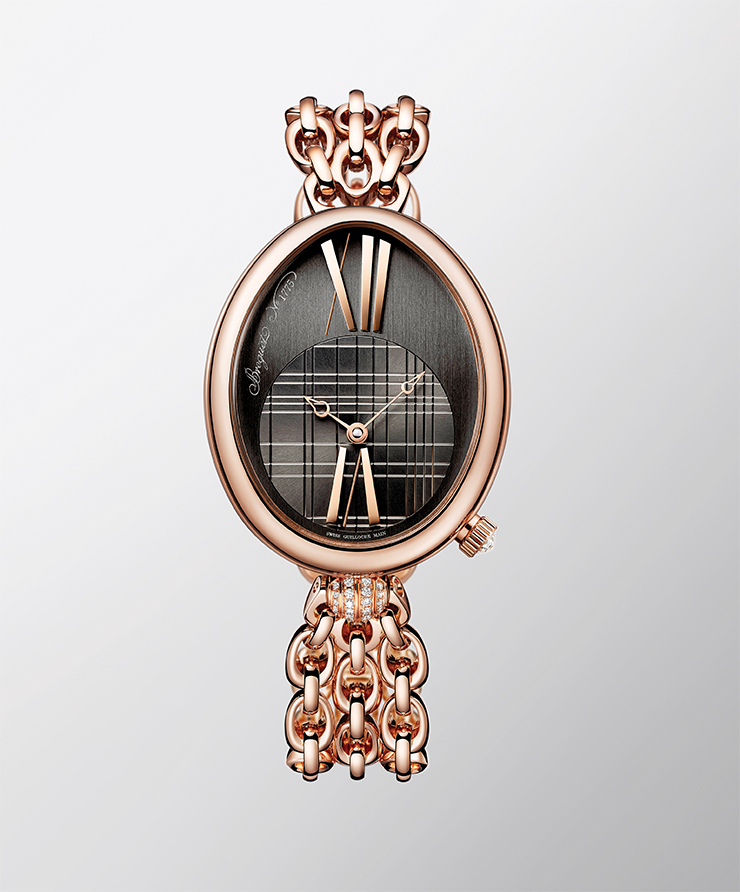 로즈 골드와 그레이 다이얼의 조합이 멋스러운 ‘레인 드 네이플’ 시계는 가격 미정 Breguet.