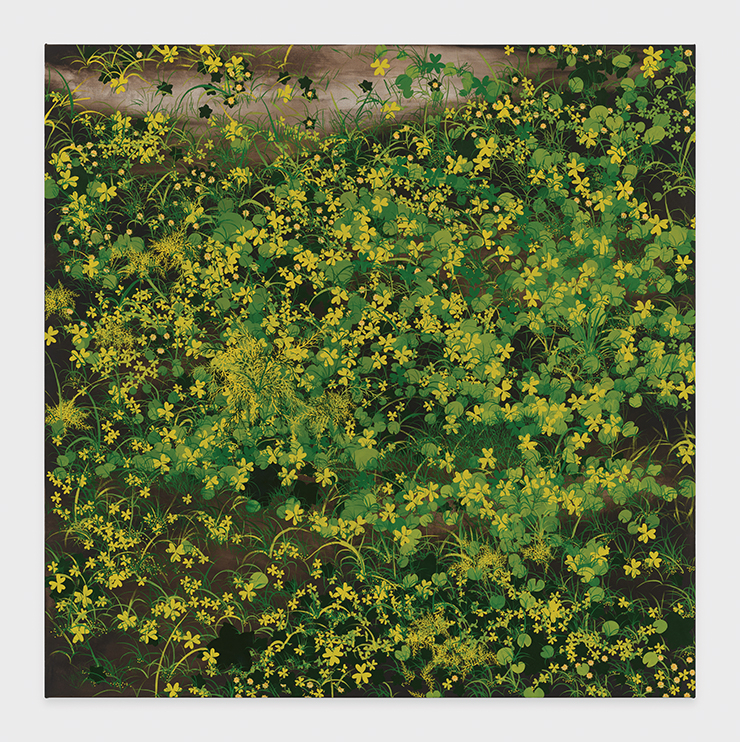 Calvin Marcus, 〈Untitled Grass Painting〉, 2022, Oil and emulsified gesso on linen/canvas blend, 60x60x1 1/8inches(152.4x152.4x2.9cm). Copyright The Artist. Courtesy of the Artist and David Kordansky Gallery