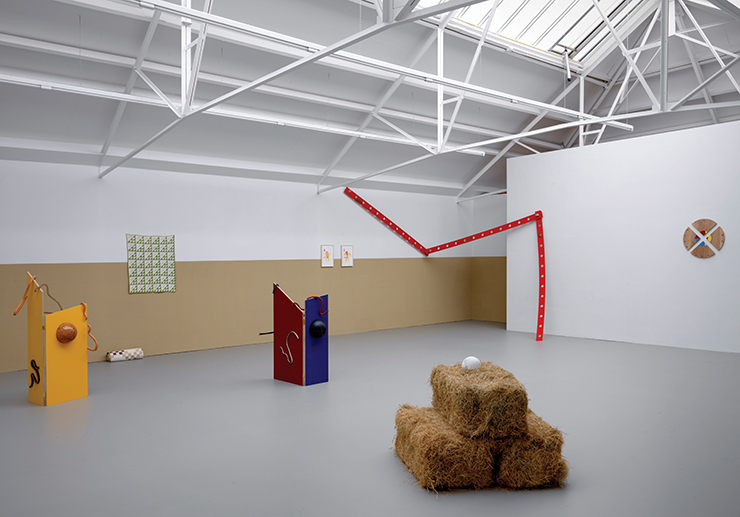 Installation view Push Angle - Kasper Bosmans, Mariana Castillo Deball, Jennifer Tee - Galerie Fons Welters, Amsterdam. Photo: GJ van Rooij