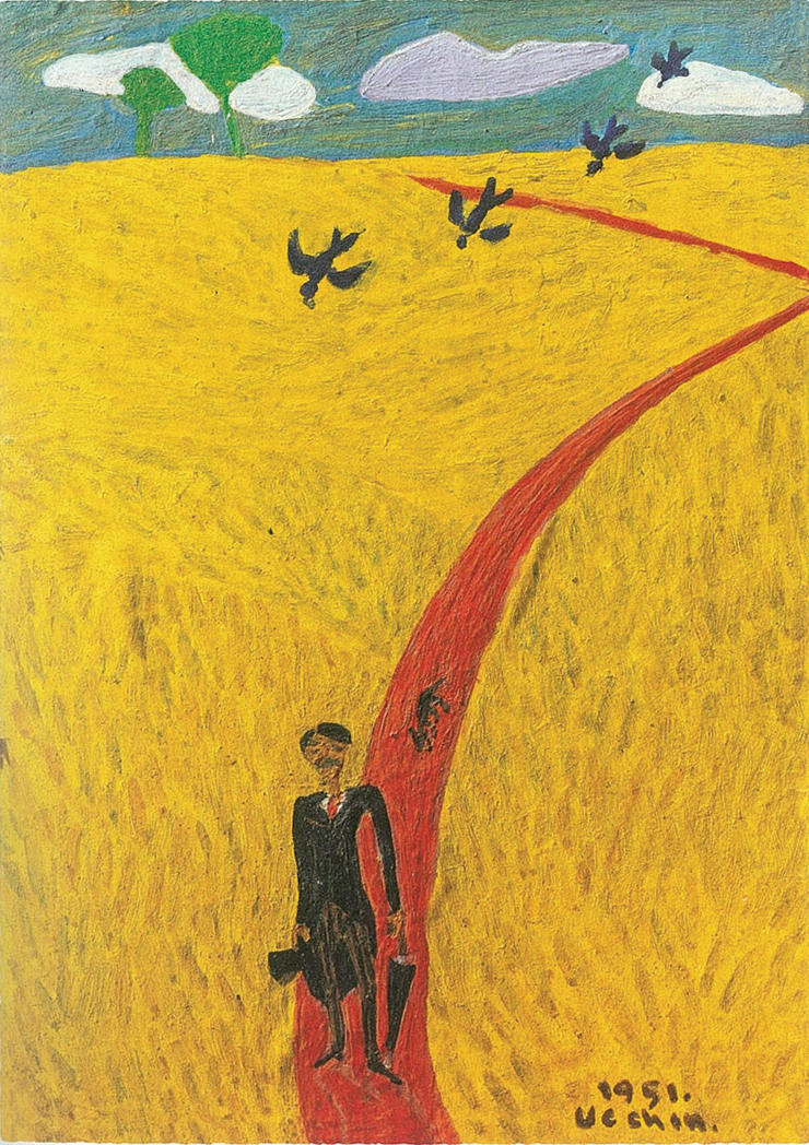 장욱진, 〈자화상〉, 1951, 종이에 유채, 14.8x10.8cm, 개인소장.