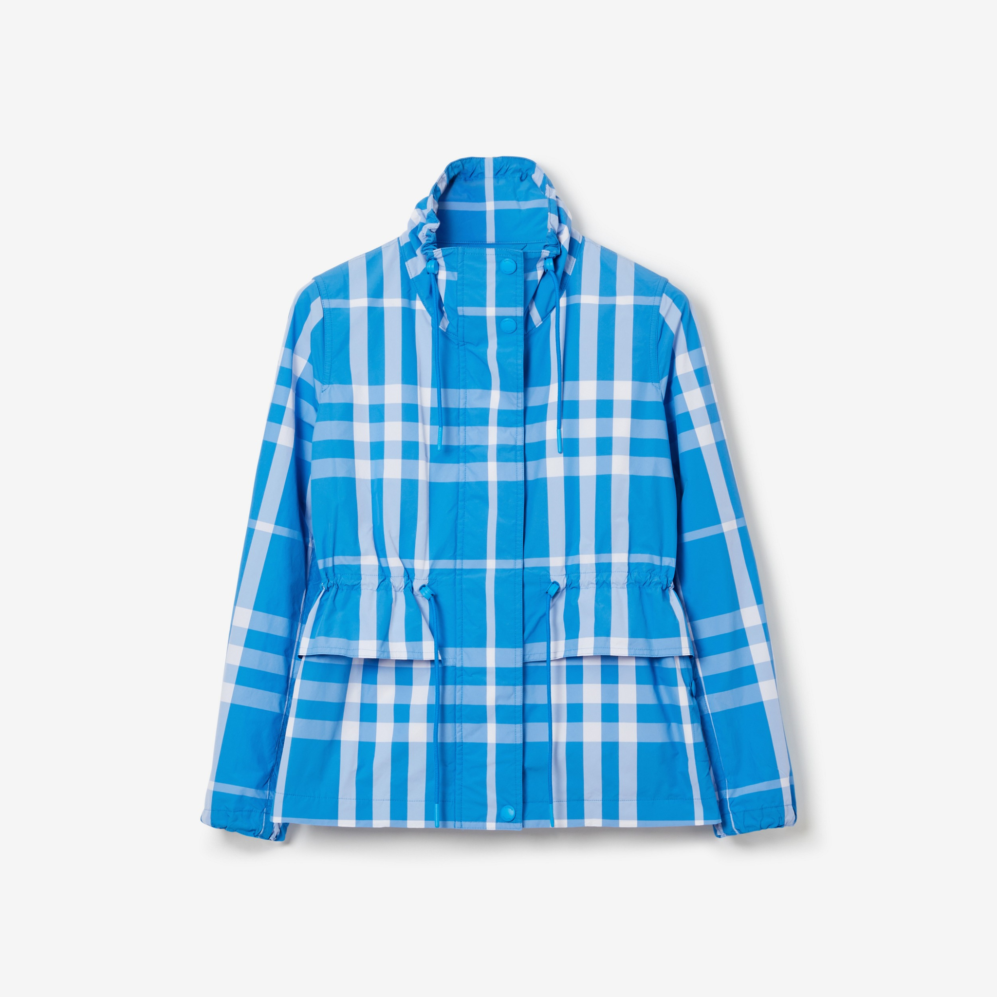 버버리 체크 나일론 퍼넬 넥 재킷 - 직조가 촘촘한 소재, 목을 감싸는 칼라는 바람뿐 아니라 자외선으로부터 목을 보호한다. 188만 원. 